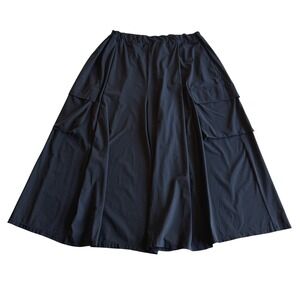 Ruti Pull On Lagenlook Cargo Travel Wide Leg Black Skirt Pants L / XL